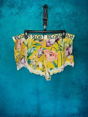 Women's Victoria Secret Floral Lace Shorts with logo waist band - XL